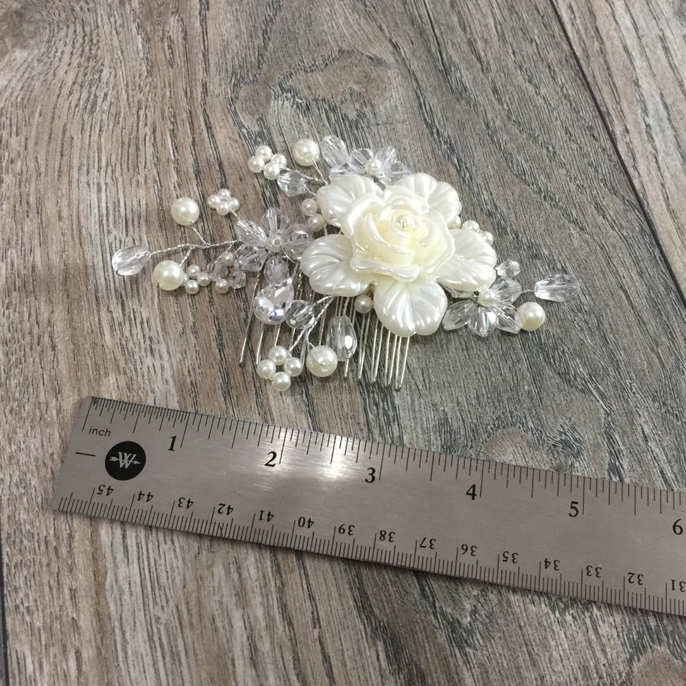 Pearl crystal comb, handmade